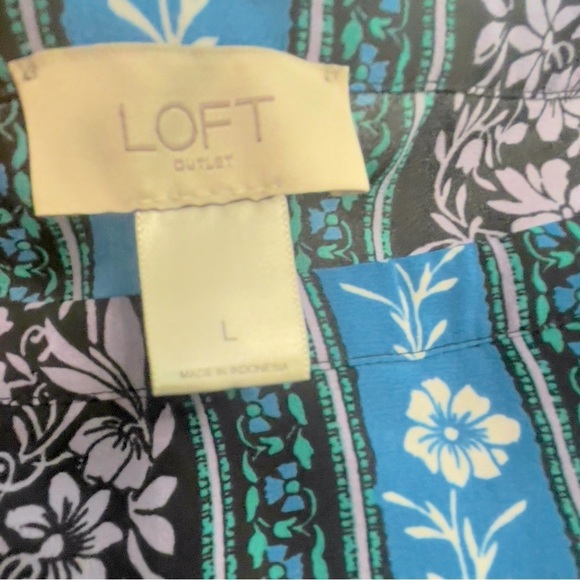 Ann Taylor Loft Women’s Tunic Blouse Floral Print Long Sleeve Career Top Size L - Picture 7 of 9